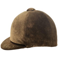 Vintage Taupe Velveteen Riding Hat