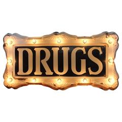 Antique Rare 1900s Federal Electric Company Light Up Sign "Drugs"