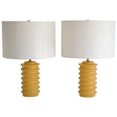 Pair of Mid-Century Ceramic Geometric Form Table Lamps 4