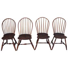 Antique Set of Four Accumulated 19th Century Windsor Chairs
