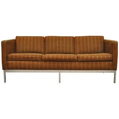 Mid Century Modernes Chromgestell Braunes Sofa von Patrician nach Milo Baughman