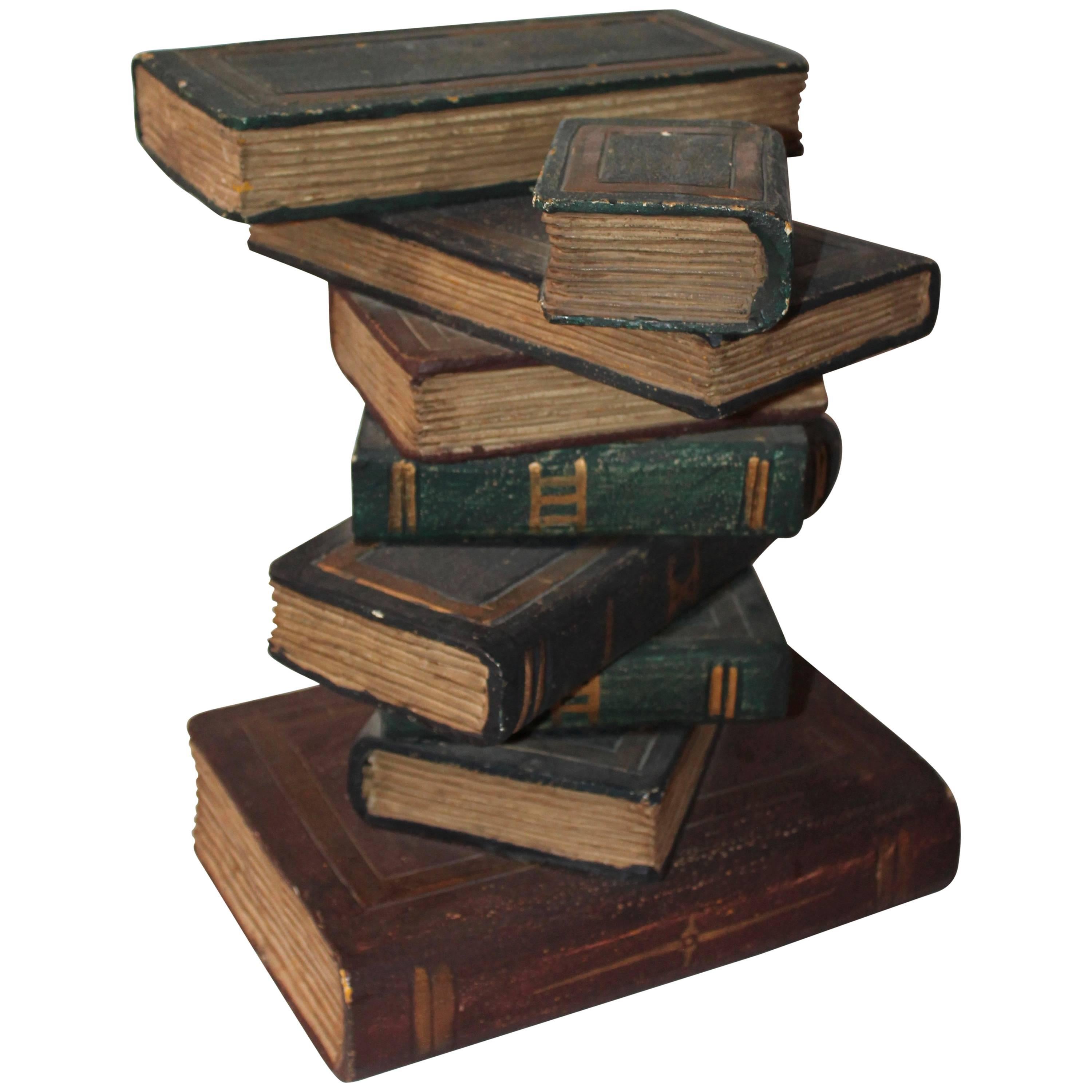Stack of Wood Books Side Table