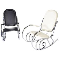 Pair or Individual Maison Jansen Polished Nickel Rocking Chairs, France, 1970 8