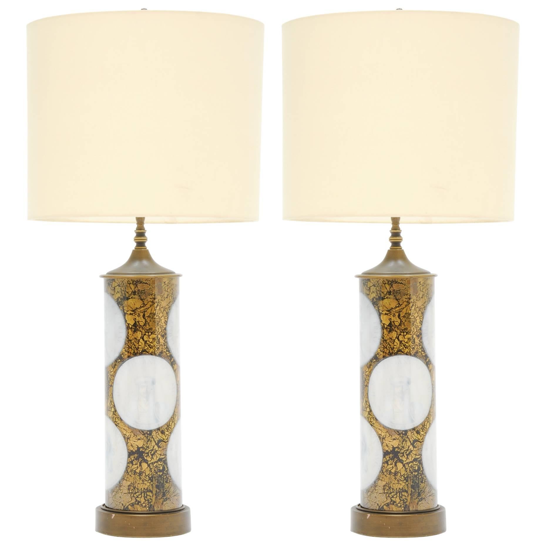 Pair of Italian Cesar Coin Lamps in the Manner of Fornasetti For Sale