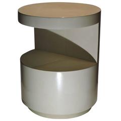 Lacquered Cylinder Shelf Table in the Style of Karl Springer