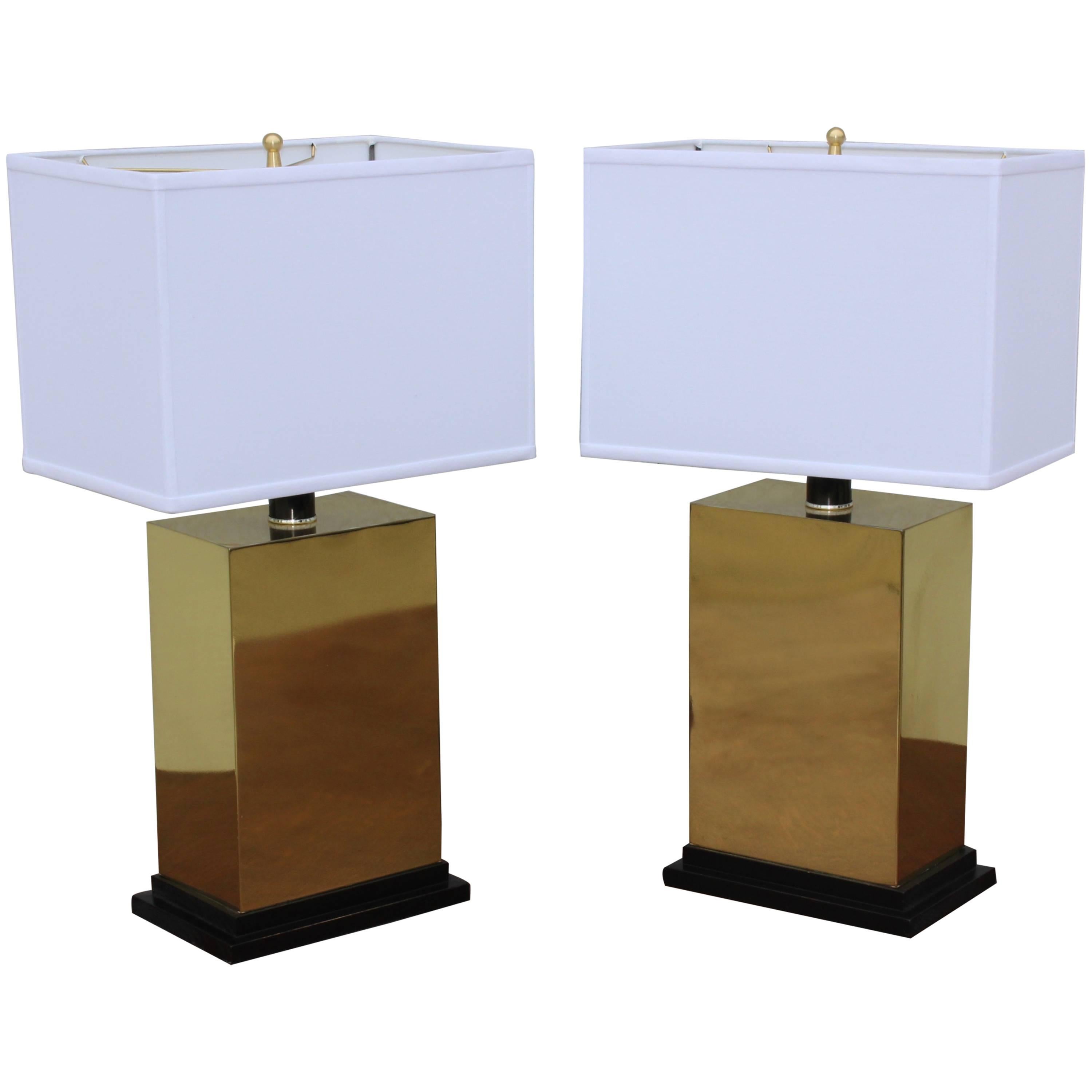 1970s Modern Brass Table Lamps