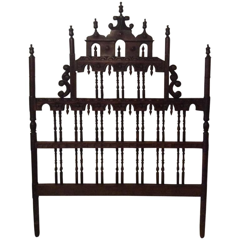 Paa Headboard Vintage Full Queen Ornate Spanish Spindle Wood Paa Headboard Vintage Full Queen Ornate Spanish Spindle Wood Chinoiserie For