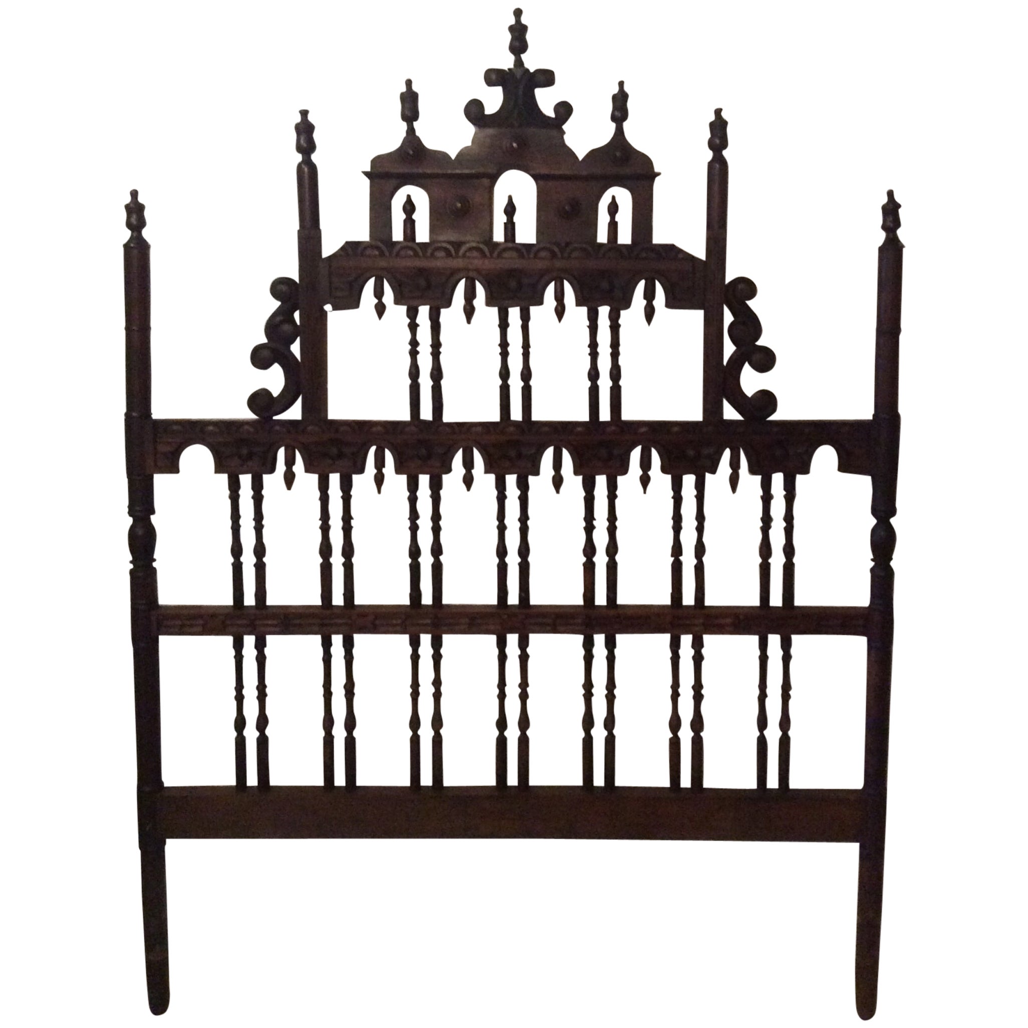 Paa Headboard Vintage Full Queen Ornate Spanish Spindle Wood Paa Headboard Vintage Full Queen Ornate Spanish Spindle Wood Chinoiserie At 1stdibs
