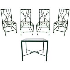 Vintage Faux Bois Outdoor Dining Set