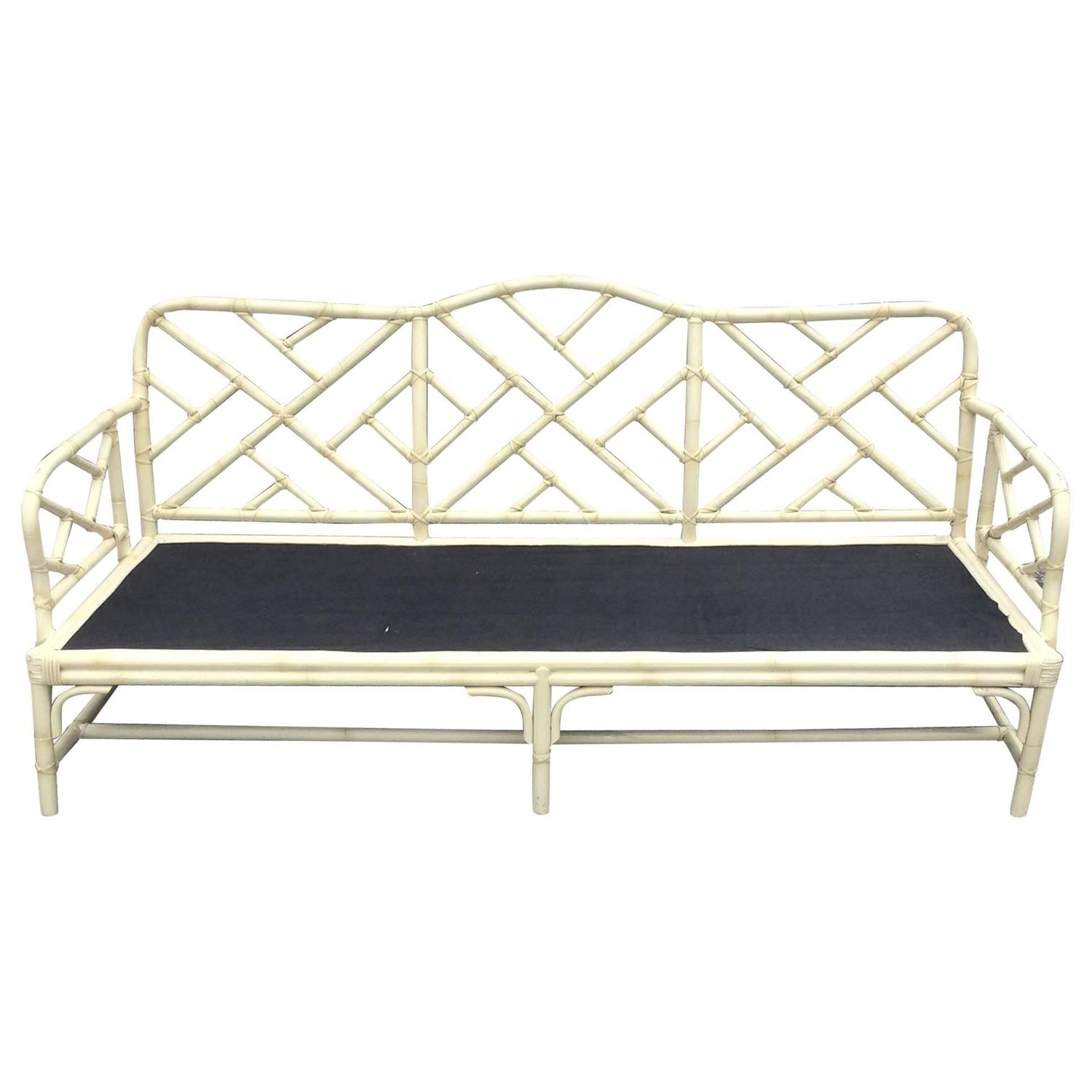 Design Bamboo Couch chinese chippendale faux bamboo rattan sofa couch chinoiserie cushions vintage at 1stdibs