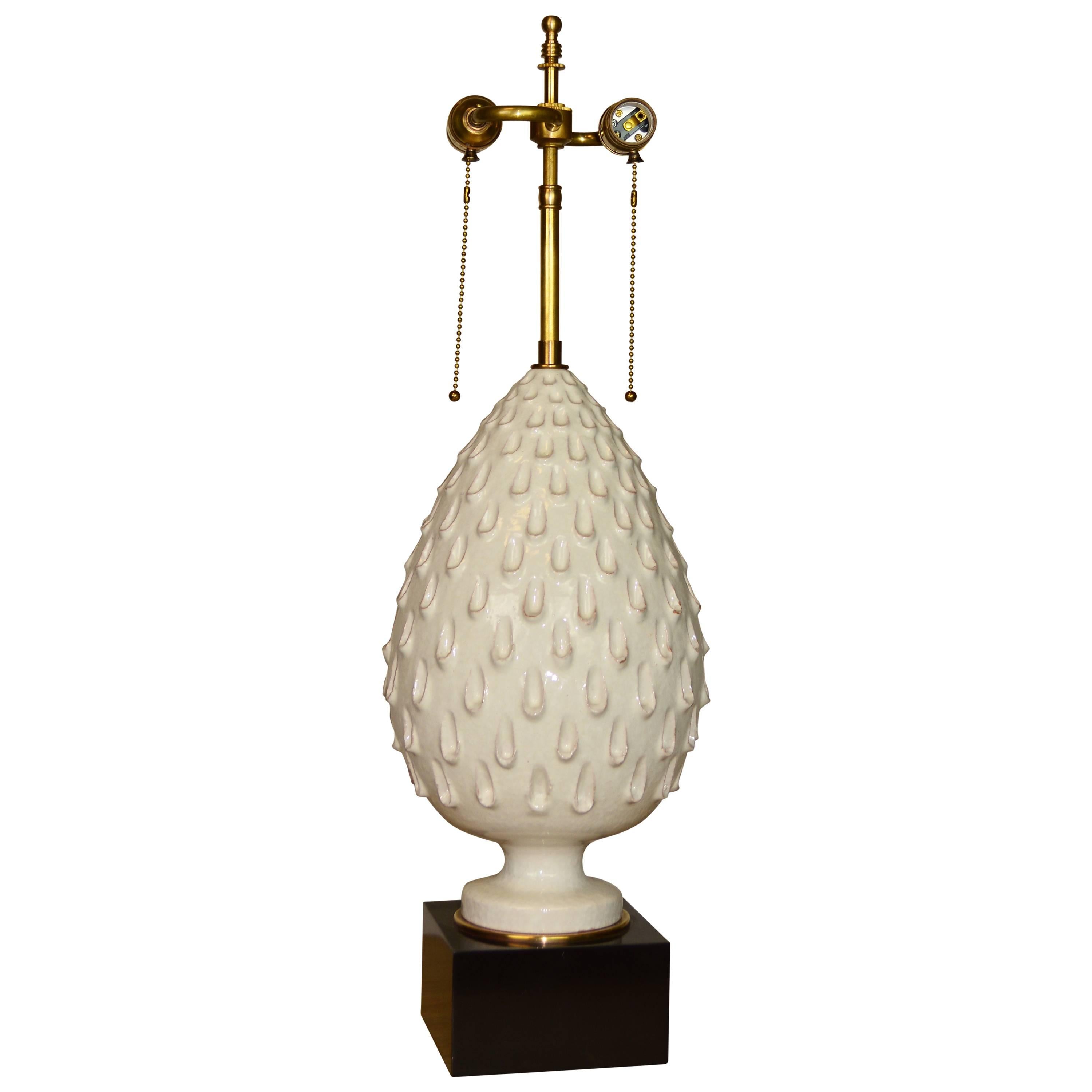 Italian Glazed Terracotta Pineapple Lamp For Sale