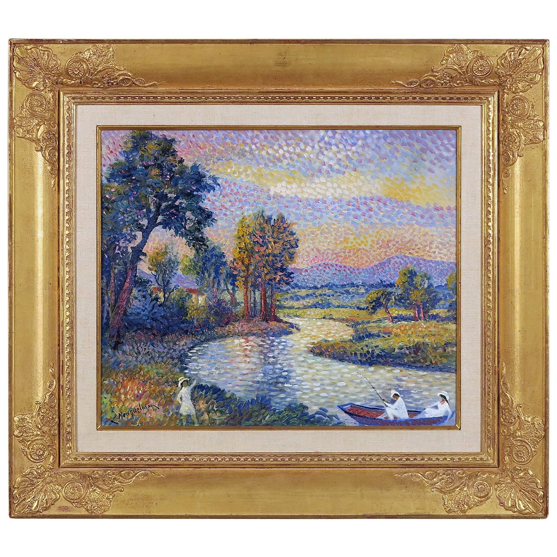 Bords de L’Allier La Peche on Riviere by Lucien Neuquelman