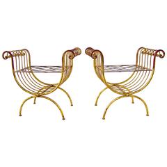 Pair of Italian Gilt-Metal Stools