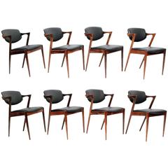 Eight Rosewood Model 42 Chairs by Kai Kristiansen