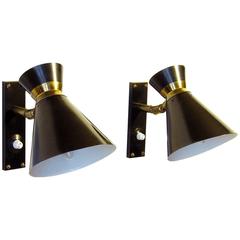 Pair of Articulated Wall Lamps by Rene Mathieu