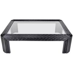 Baker Furniture Lacquered Grasscloth Coffee Table 