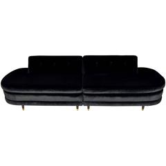 Glamorous MCM Sofa in Black Lush Fabric by Theo