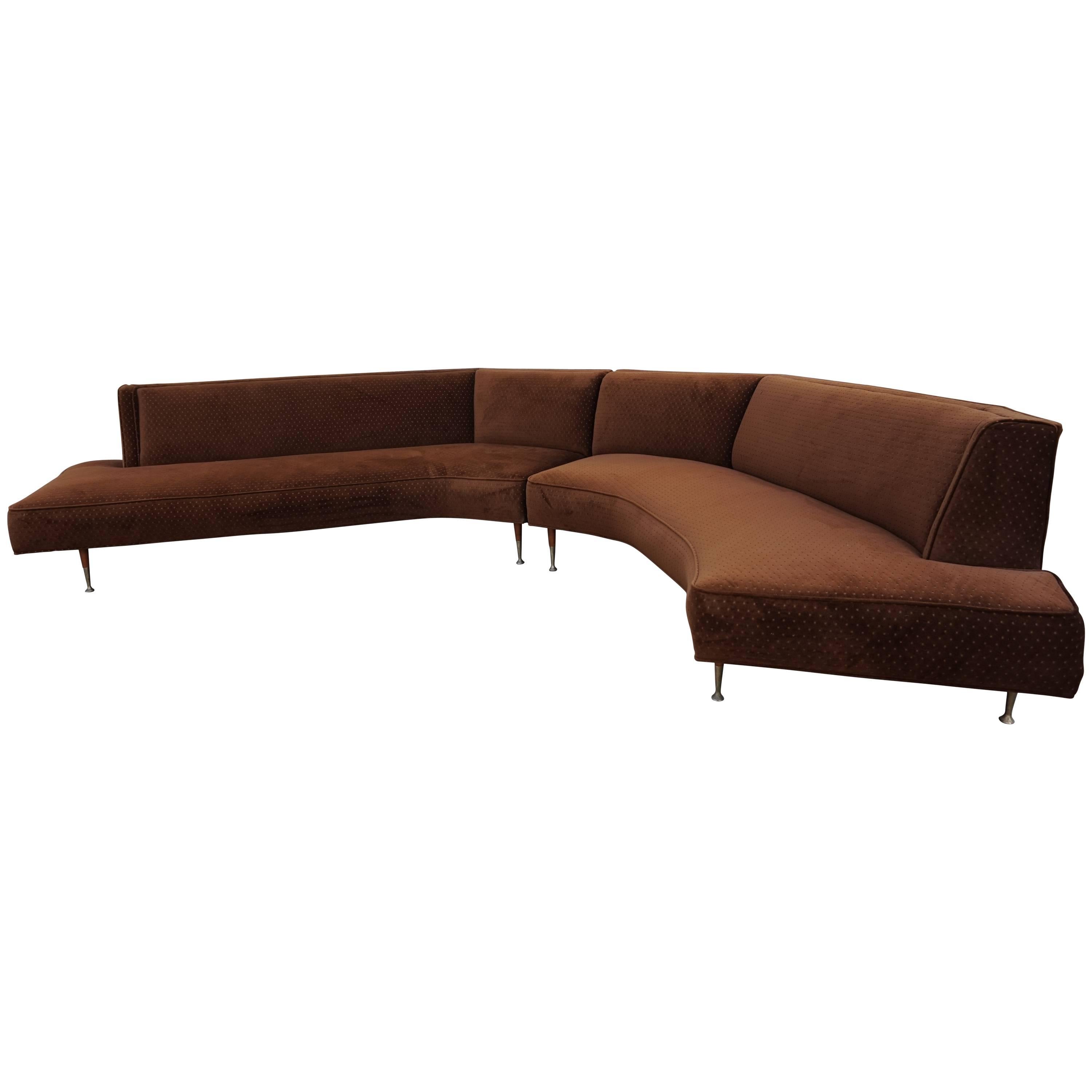 Gorgeous Harvey Probber Style Two-Piece Curved Sofa Sectional Mid-Century Modern