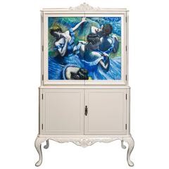 Vintage 1930s Queen Anne Style Cocktail Cabinet Hand-Painted by Kensa Designs