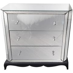 1940s French Mirrored Dresser with Pie Crust Edges and Ebony Base 9