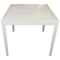 Ivory Lacquer and Water Grey Shagreen Game Table with Bone 12