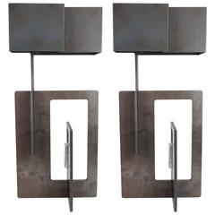 Pair of Patinated Iron Lamps 6