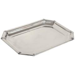 Jean E. Puiforcat French Art Deco Silver Serving Tray in the Bayonne Pattern