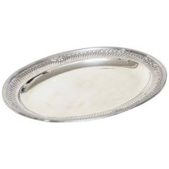 French Art Deco Large Oval Sterling Silver Tray