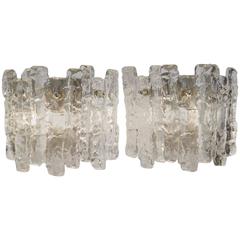 Pair of Kalmar Ice Glass Wall Sconces (3 Pairs Available)