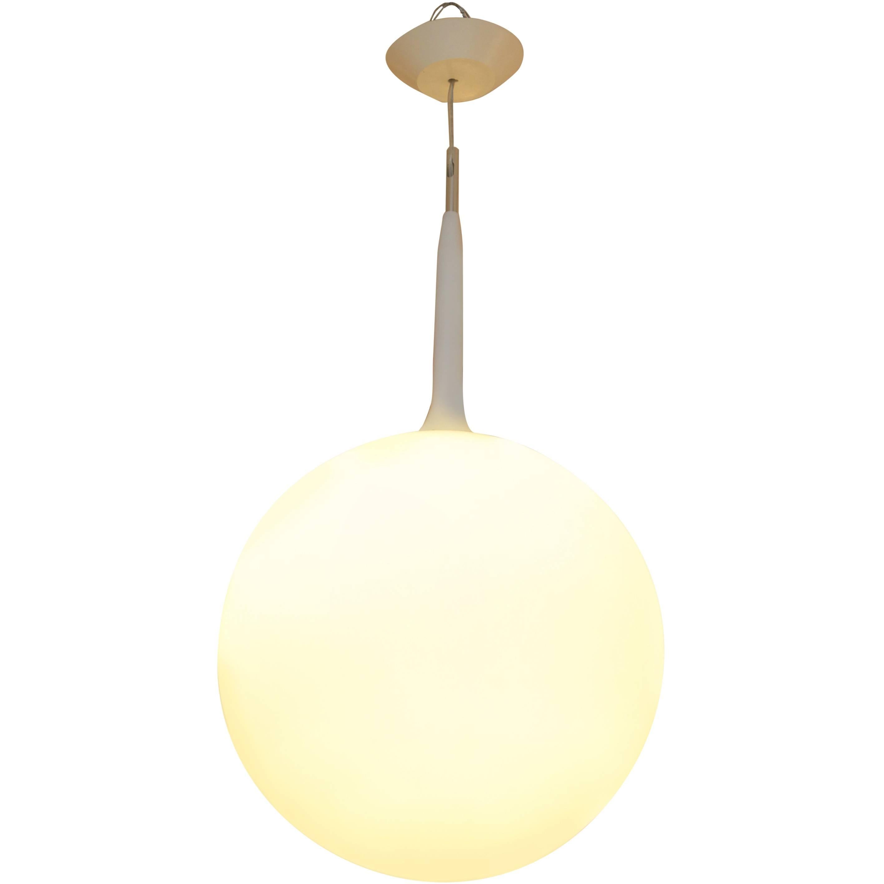 2004 Italian Mid-Century Modern White Globe Pendant