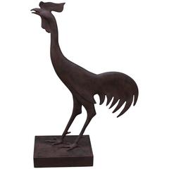 20th Century Monumental Cast Iron and Zink Rooster