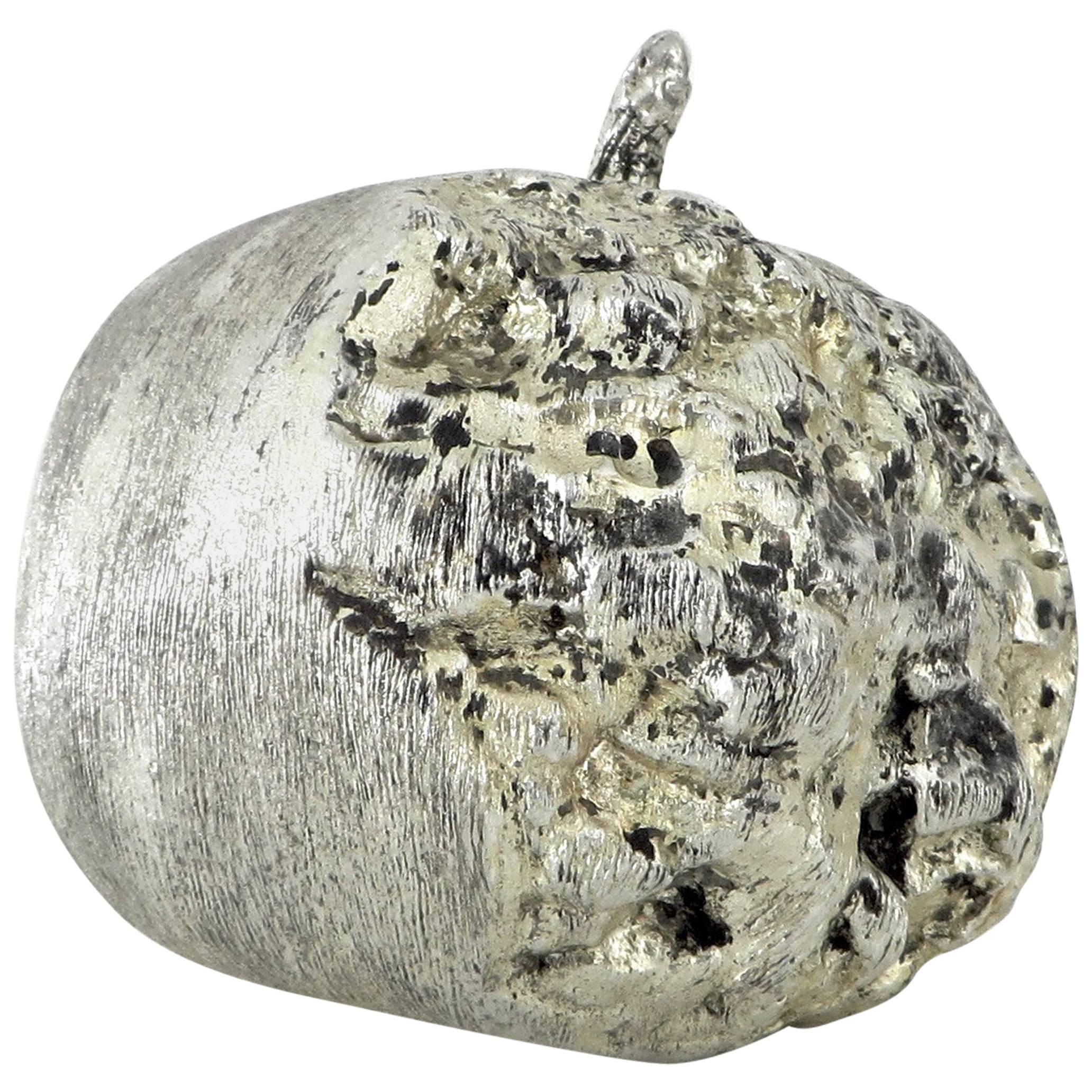 French Sculpture of a Pomegranate in Silver Leafed Bronze
