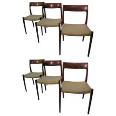 Set of Six Danish Mid-Century Modern Rosewood Dining Chairs by J L Moller