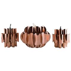 Hans Agne Jakobsson for Markaryd, Three Wall Lamps in Copper, Sweden, 1960s
