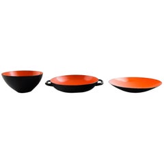 Vintage Krenit Bowl and Two Dishes by Herbert Krenchel, 1970s, Danish Design