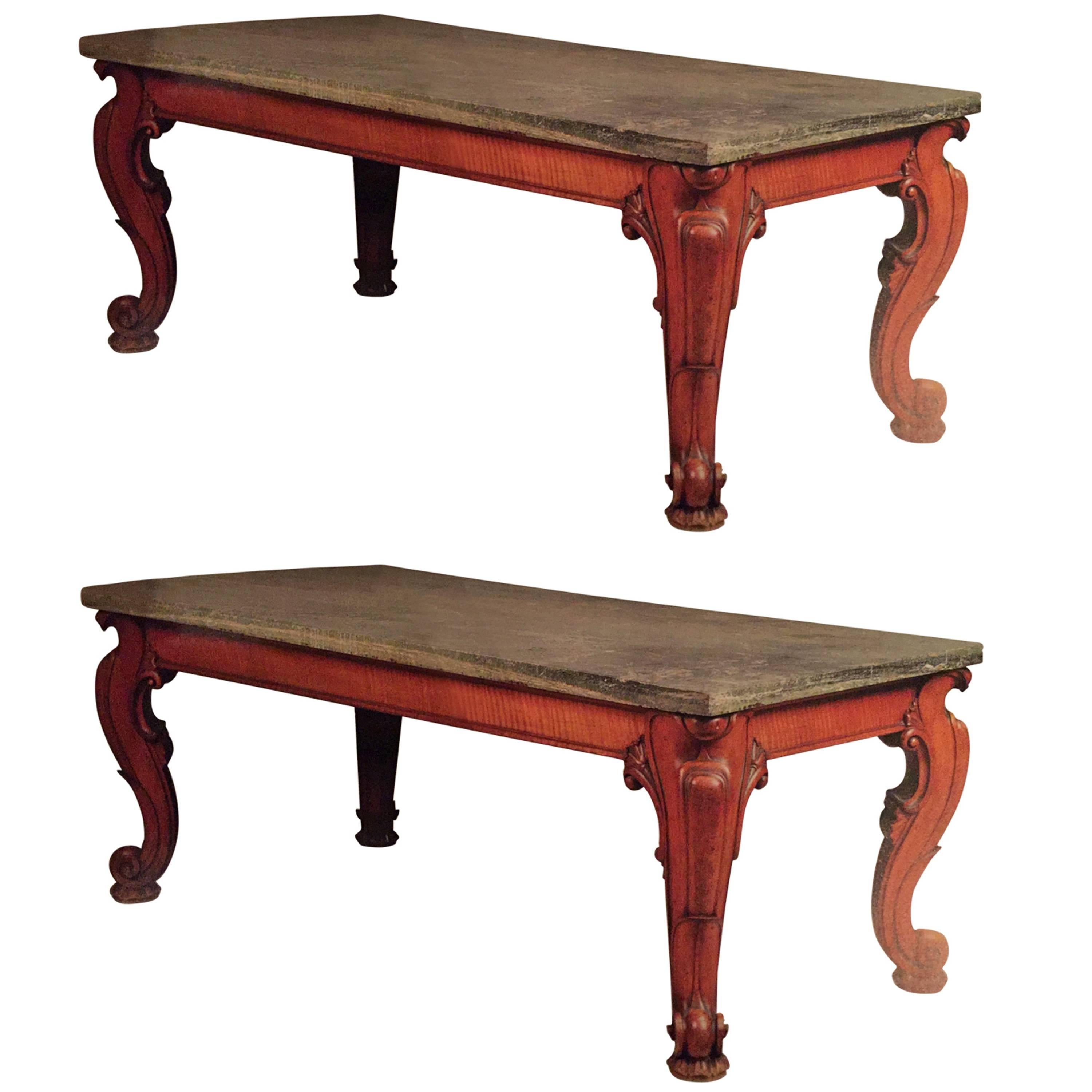 Pair of Early Victorian Oak Center Tables