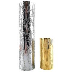 Two Modern Design Metal Vases, Silver and Gold. Selected by the MoMA, NY