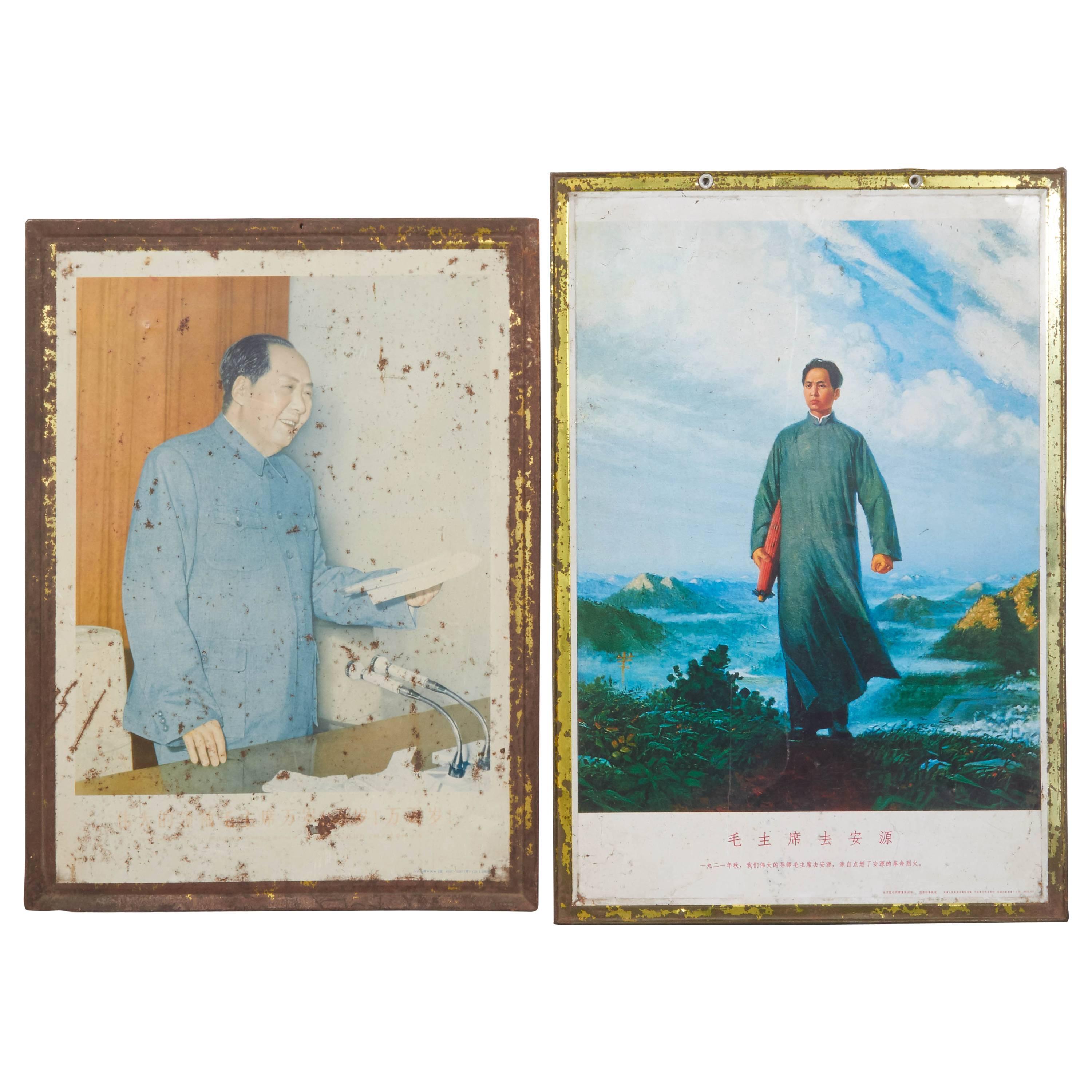 Mao Cultural Revolution Portraits on Tin