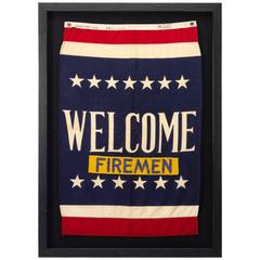 "Welcome Firemen" WWII U.S. Navy Patriotic Banner Flag, circa 1941-1945 12