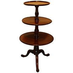 18th Century English Georgian Mahogany Three-Tier Dumb Waiter Table