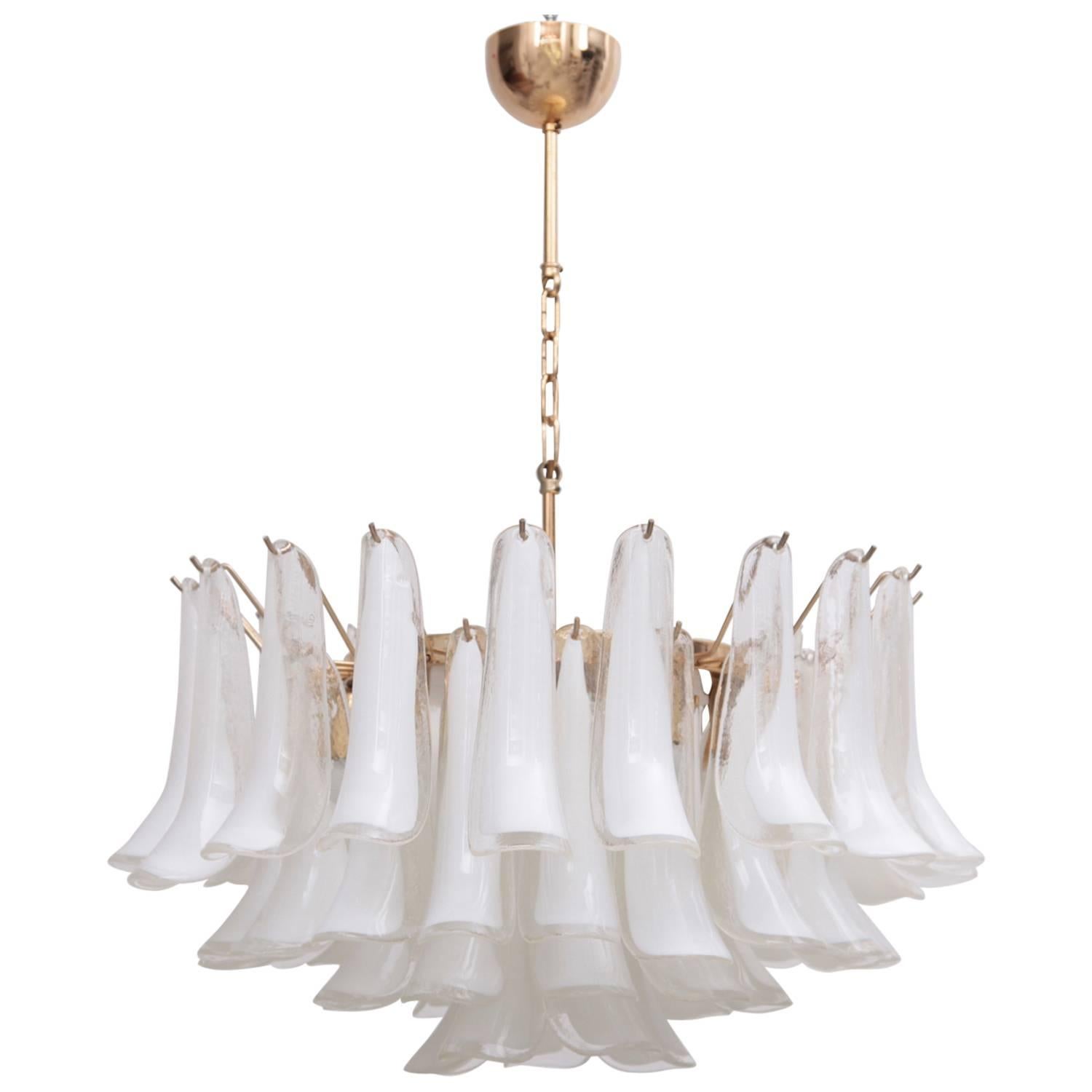 Extra Large Murano Chandelier with Gold Plated Base, Italy, 1970s