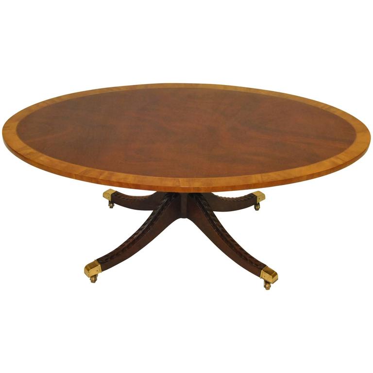 Style Oval Mahogany Banded Top Coffee Table by Kindel at 1stDibs mahogany oval coffee