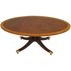Georgian Style Oval Mahogany Banded Top Coffee Table by Kindel