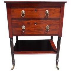 American Sheraton Walnut & Mahogany Two-Drawer Stand , NY, Circa 1815