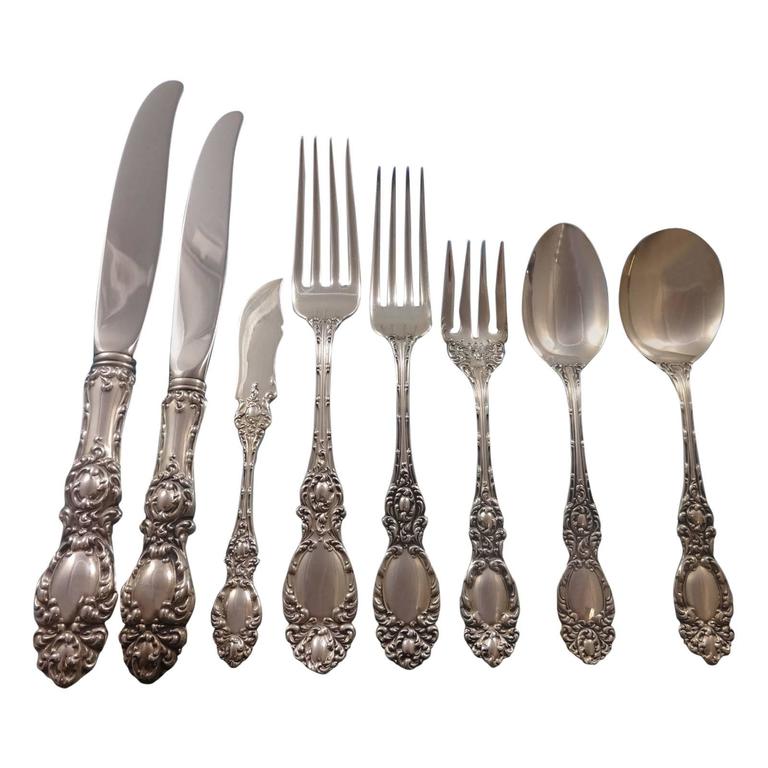 Lucerne by Wallace Sterling Silver Dinner Flatware Set for Eight Service 64 Pcs For Sale at 1stdibs