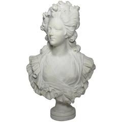 French 19th Century White Marble Bust of "Marie Antoinette", circa 1870-1880 6
