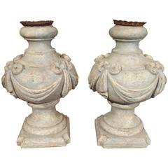 Pair of Pale Blue Painted Italian Table Lamp Bases