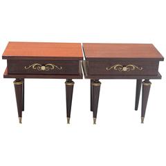 Pair of French Art Deco Exotic Macassar Ebony Night Stands, circa 1940s