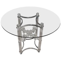 Mid-Century Round Lucite Dining Table with Four Lucite Armchairs
