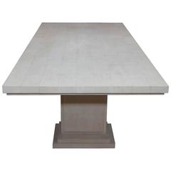 Magnificent White Shagreen Double Pedestal Dining Table